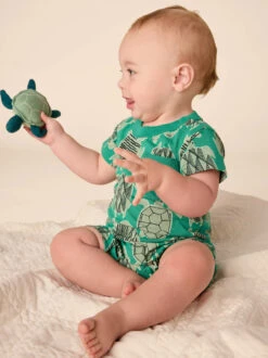 Tea Collection Pocket Shortie Baby Romper - Tiled Turtles By Tea Collection -Baby Clothing Store 1000x 2038299