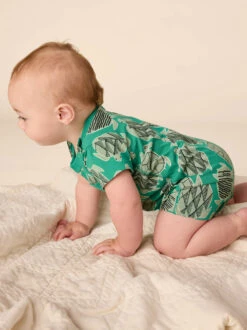 Tea Collection Pocket Shortie Baby Romper - Tiled Turtles By Tea Collection -Baby Clothing Store 1000x 2038390