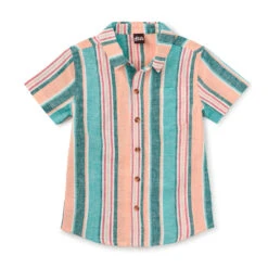 Tea Collection Stripe Button Up Woven Shirt - Cyan By Tea Collection