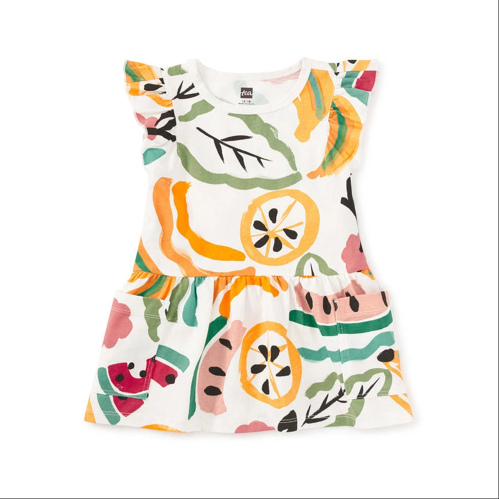 Tea Collection Flutter Sleeve Pocket Dress - Painted Tropical Fruit By Tea Collection 4 Tea Collection Flutter Sleeve Pocket Dress - Painted Tropical Fruit By Tea Collection - Image 2