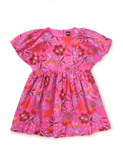 Butterfly Sleeve Twirl Dress - Brazilian Painted Floral FINAL SALE