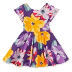 Tea Collection Button Back Skirted Dress - Large Tropical Floral By Tea Collection