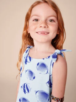 Tea Collection Tie Shoulder Drop Hem Dress - Angelfish By Tea Collection FINAL SALE -Baby Clothing Store 500x 1144603