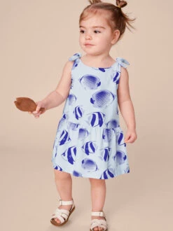 Tea Collection Tie Shoulder Drop Hem Dress - Angelfish By Tea Collection FINAL SALE -Baby Clothing Store 500x 1144718