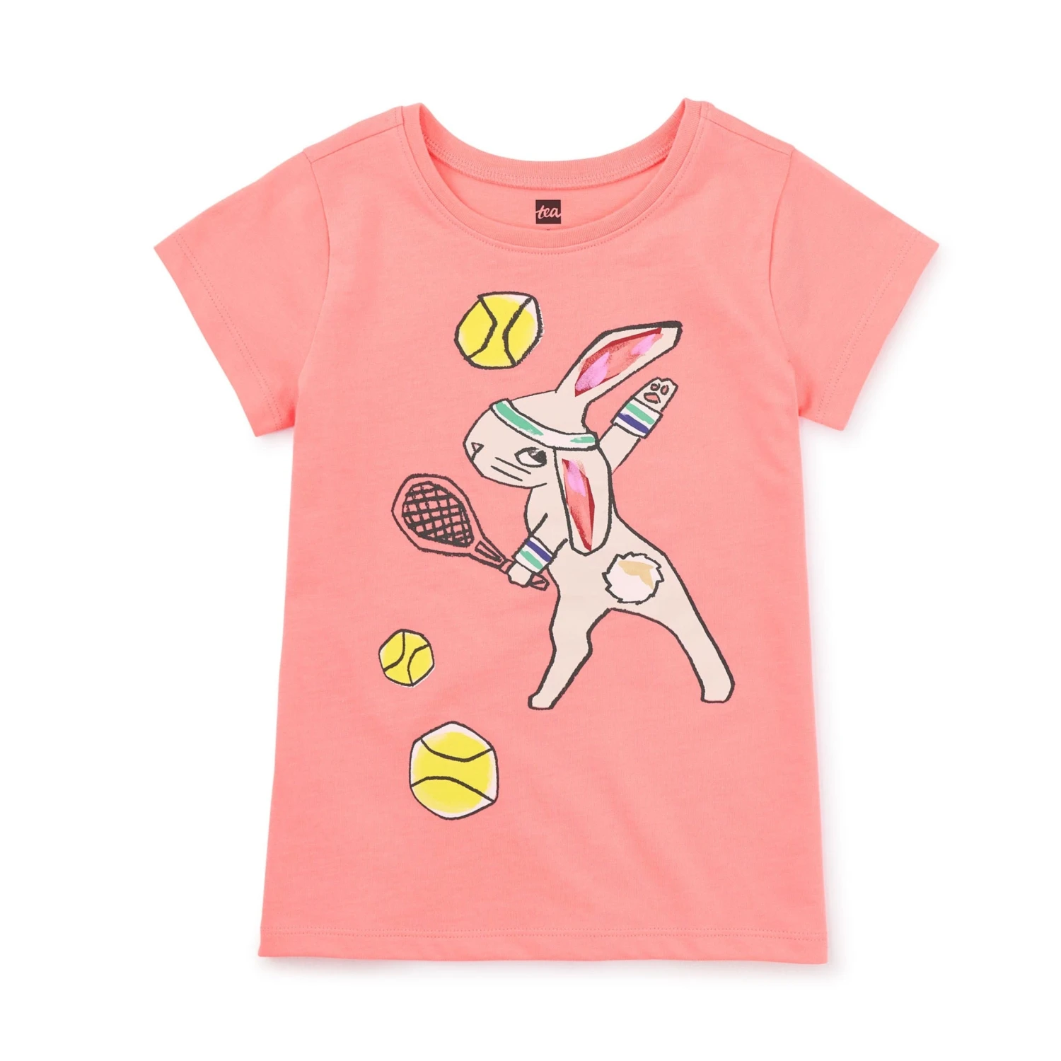 Tea Collection Tennis Bunny Graphic Tee - Bubble Gum By Tea Collection FINAL SALE 3 Tea Collection Tennis Bunny Graphic Tee - Bubble Gum By Tea Collection FINAL SALE