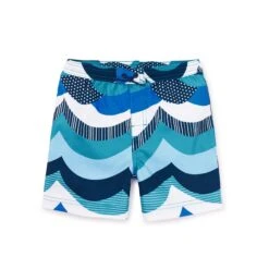 Tea Collection Mid-Length Swim Trunks - Scallop Waves By Tea Collection FINAL SALE