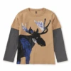 Tea Collection Painted Moose Layered Tee - Balsa Wood By Tea Collection - FINAL SALE -Baby Clothing Store LayeredTee BalsaWood