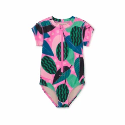 Tea Collection Rash Guard One-Piece Swimsuit - Bossa Nova Foliage By Tea Collection