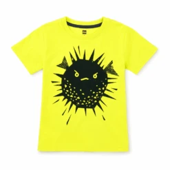 Tea Collection Puffer Fish Graphic Tee - Highlighter By Tea Collection FINAL SALE