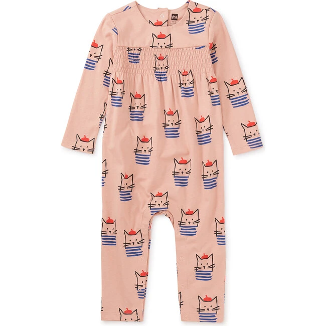 Smocked Chest Baby Romper, Blue 3 Smocked Chest Baby Romper, Blue