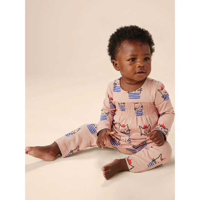 Smocked Chest Baby Romper, Blue 7 Smocked Chest Baby Romper, Blue - Image 5