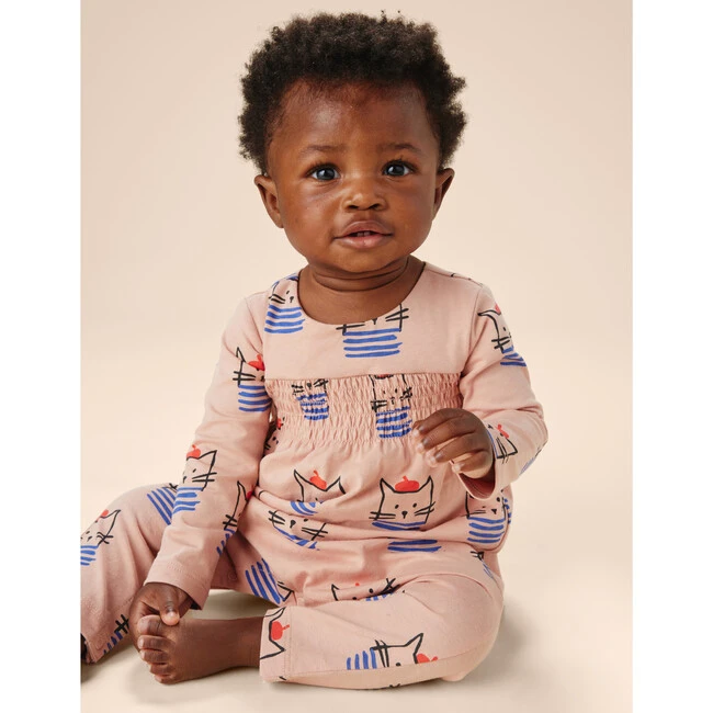 Smocked Chest Baby Romper, Blue 5 Smocked Chest Baby Romper, Blue - Image 3