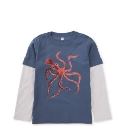 Octo Layered Sleeve Graphic Tee, Grey