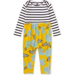 Print Mix Baby Romper, Yellow