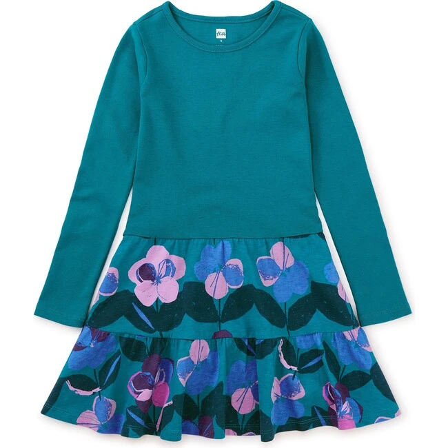 Floral Print Tiered Skirted Twirl Dress, Painterly Pansies 3 Floral Print Tiered Skirted Twirl Dress, Painterly Pansies