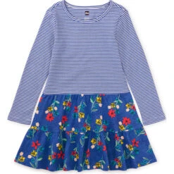 Tiered Skirted Twirl Dress, Blue