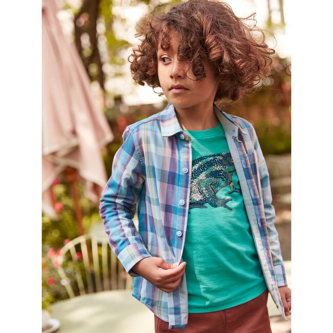 Frog Layered Sleeve Graphic Tee, Blue 5 Frog Layered Sleeve Graphic Tee, Blue - Image 3