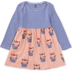 Print Mix Skirted Baby Dress, Blue