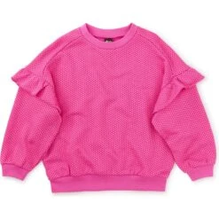 Mini Ikat Dot Ruffle Sleeve Popover, Pink