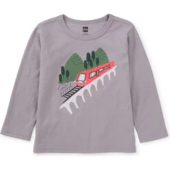 Train Baby Graphic Tee, Grey